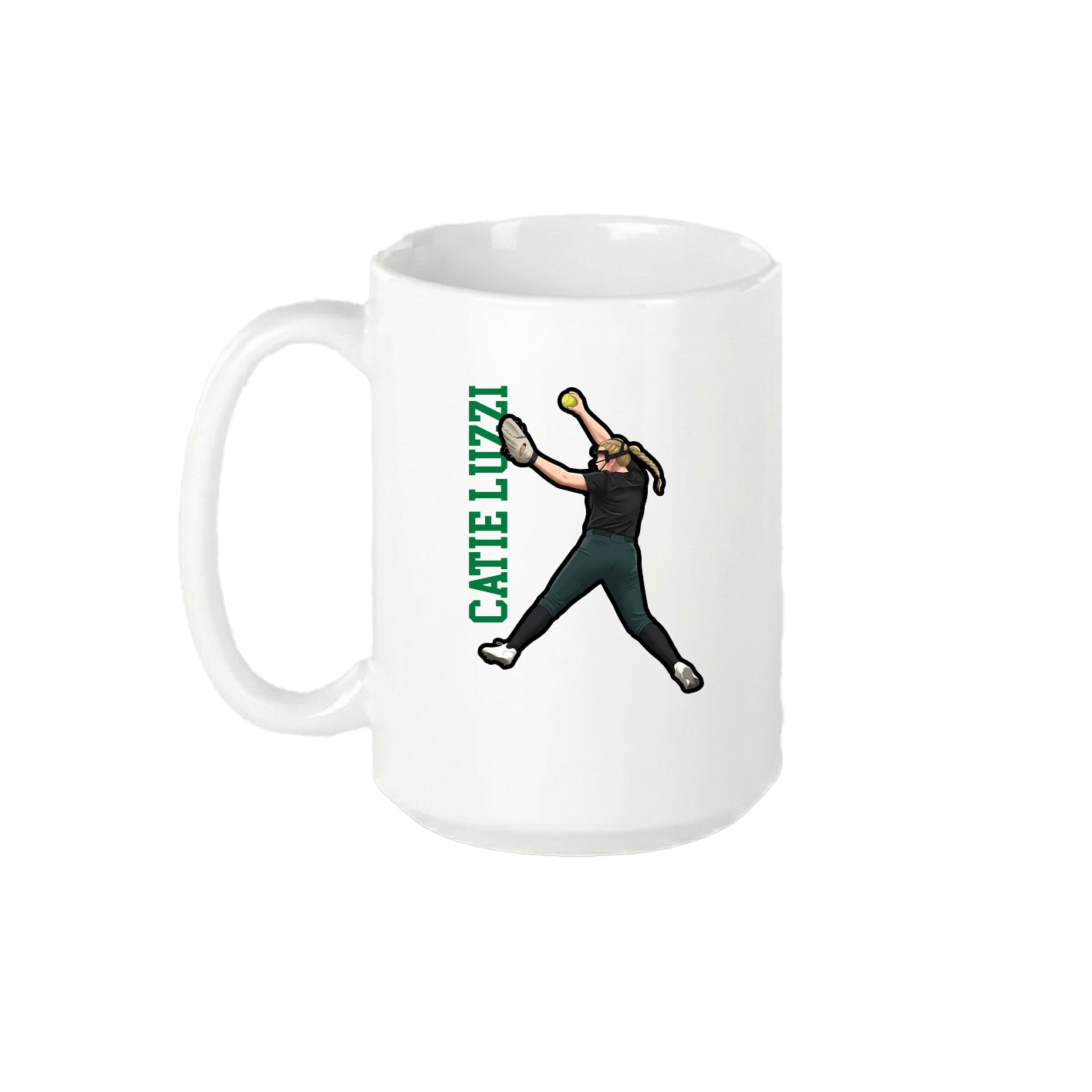 15oz Coffee Mug — Name Vertical in White