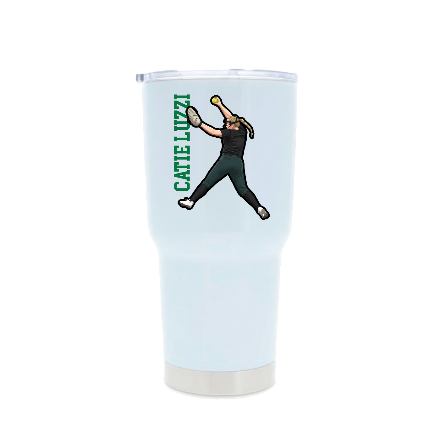 30oz Stainless Steel Tumbler — Name Vertical in White