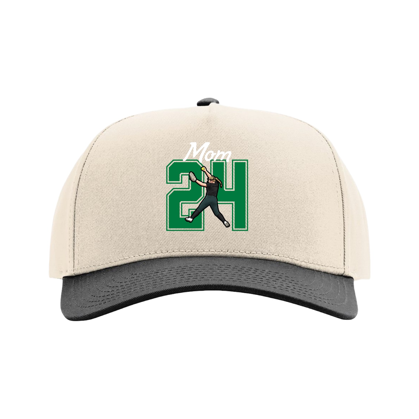 Full Fabric Five-Panel Champ Cap — Mothers Day Shirsey in Cream/Black