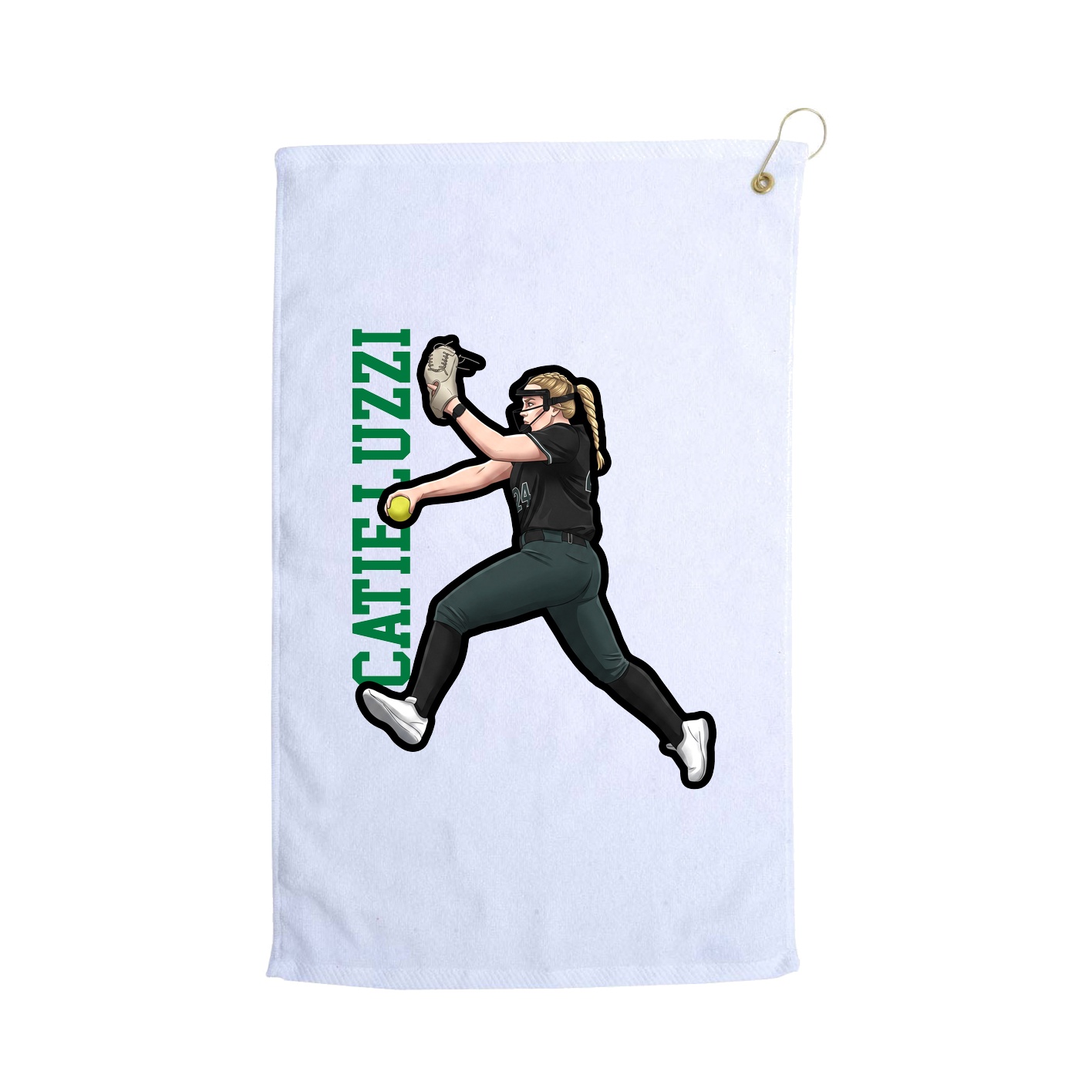 Golf Towel — Name Vertical in White