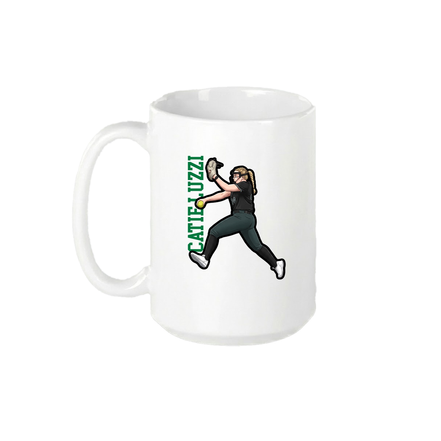 15oz Coffee Mug — Name Vertical in White