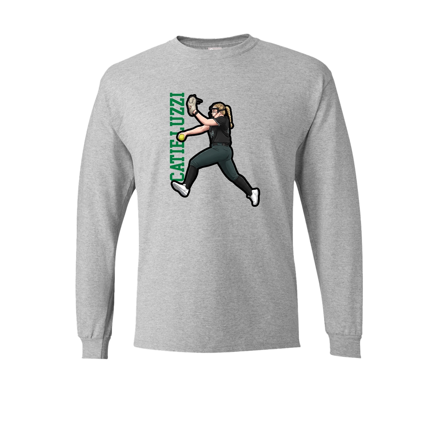 Long Sleeve Tee — Name Vertical in Grey