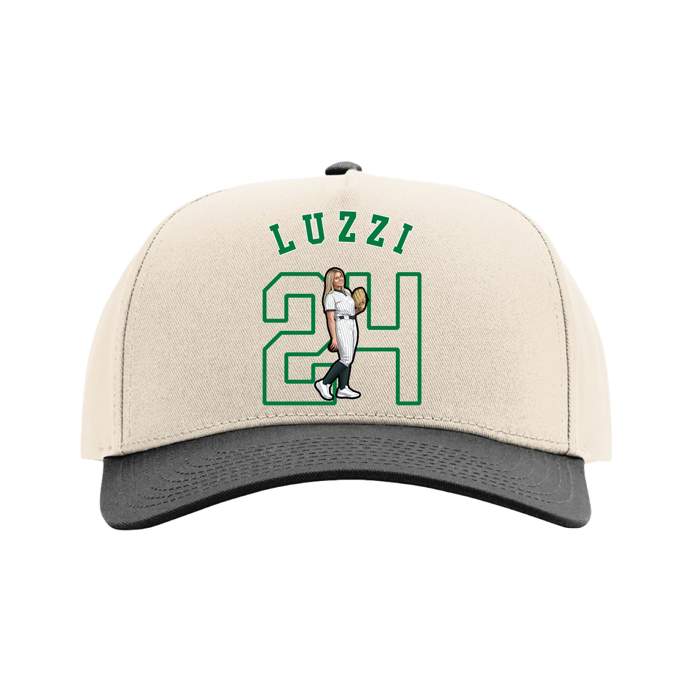 Full Fabric Five-Panel Champ Cap — Shirsey Arch in Cream/Black