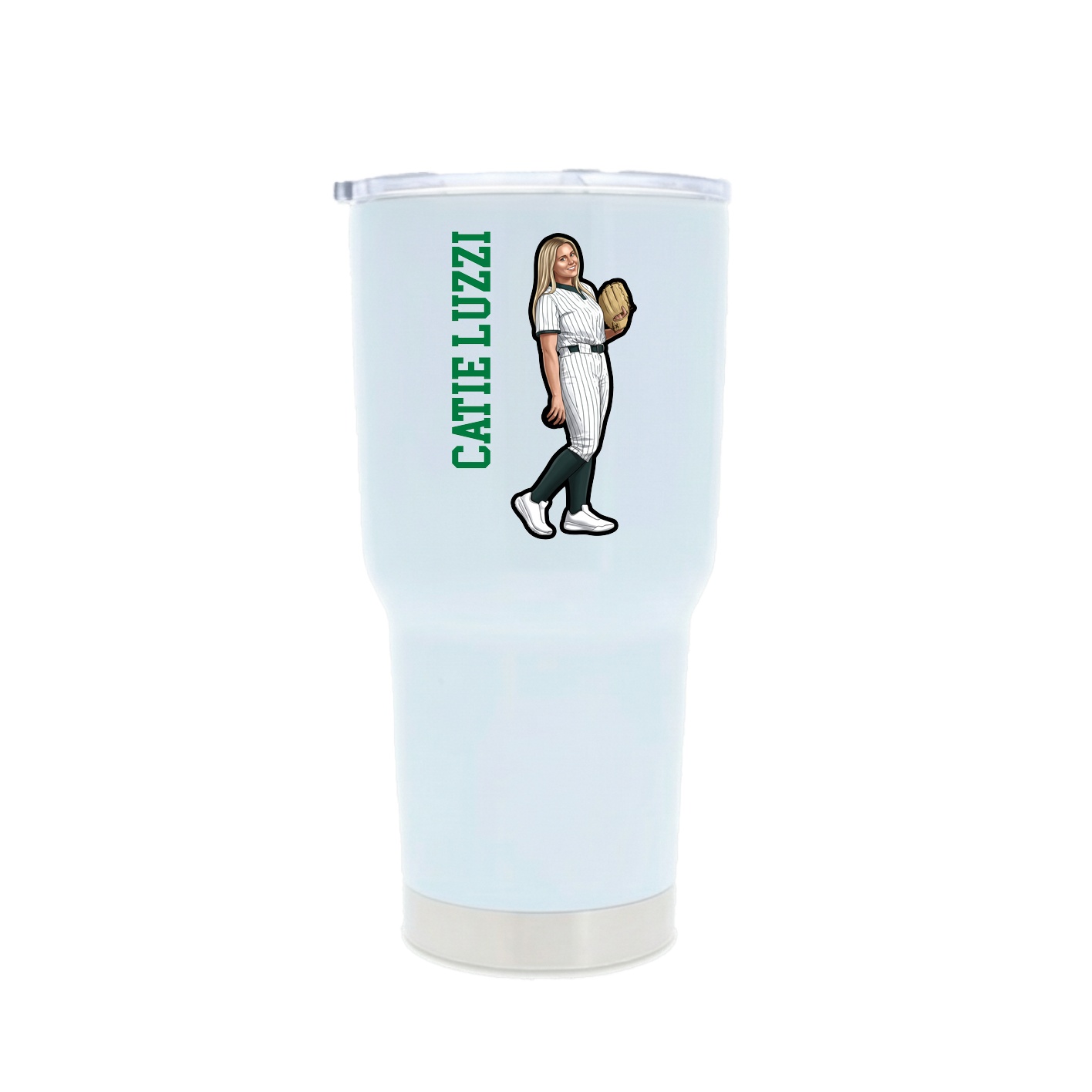 30oz Stainless Steel Tumbler — Name Vertical in White