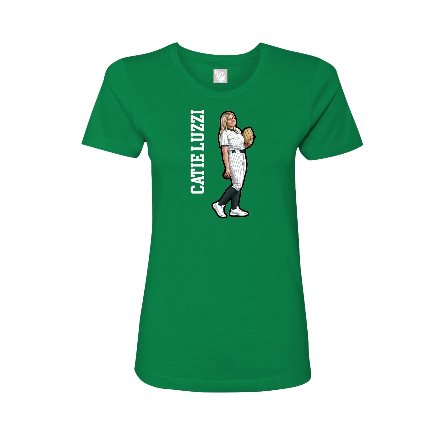 Fitted Women's Tee — Name Vertical in Green