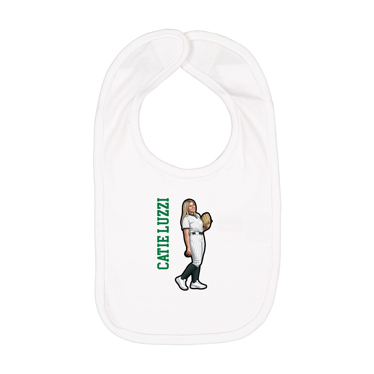 Infant Bib — Name Vertical in White