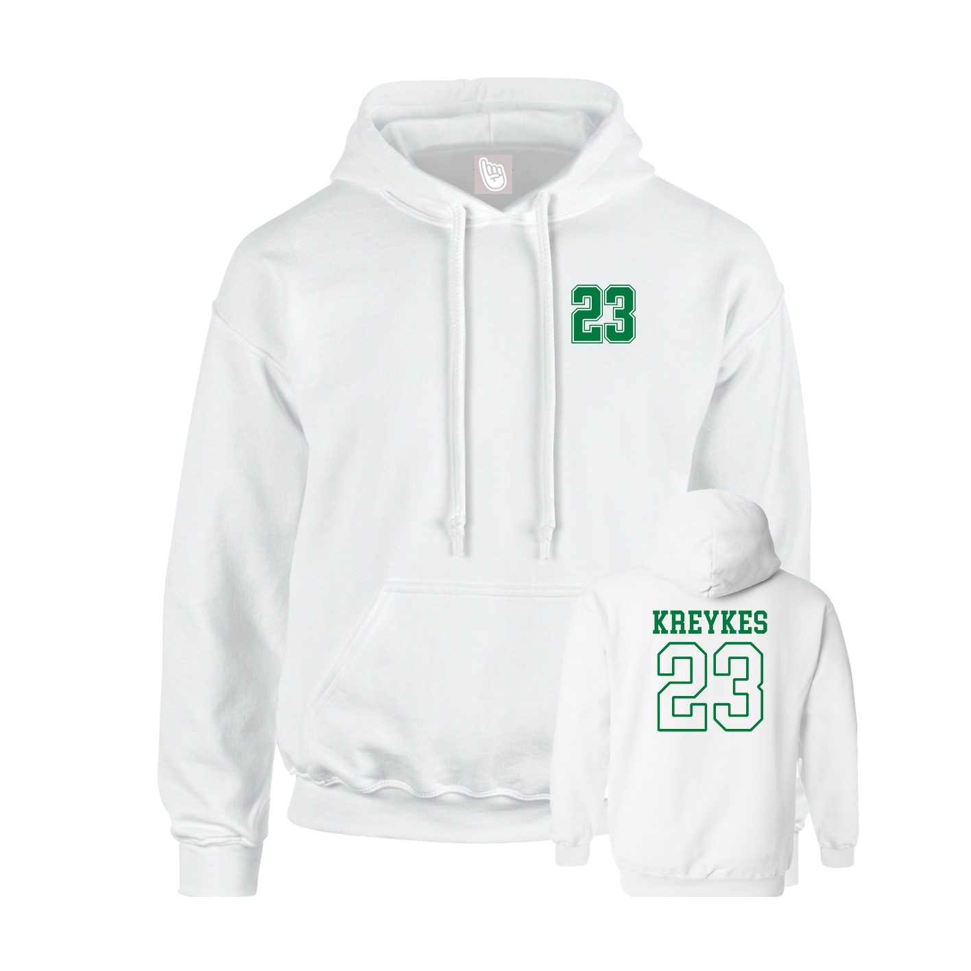Youth Hoodie — Chest Back in White