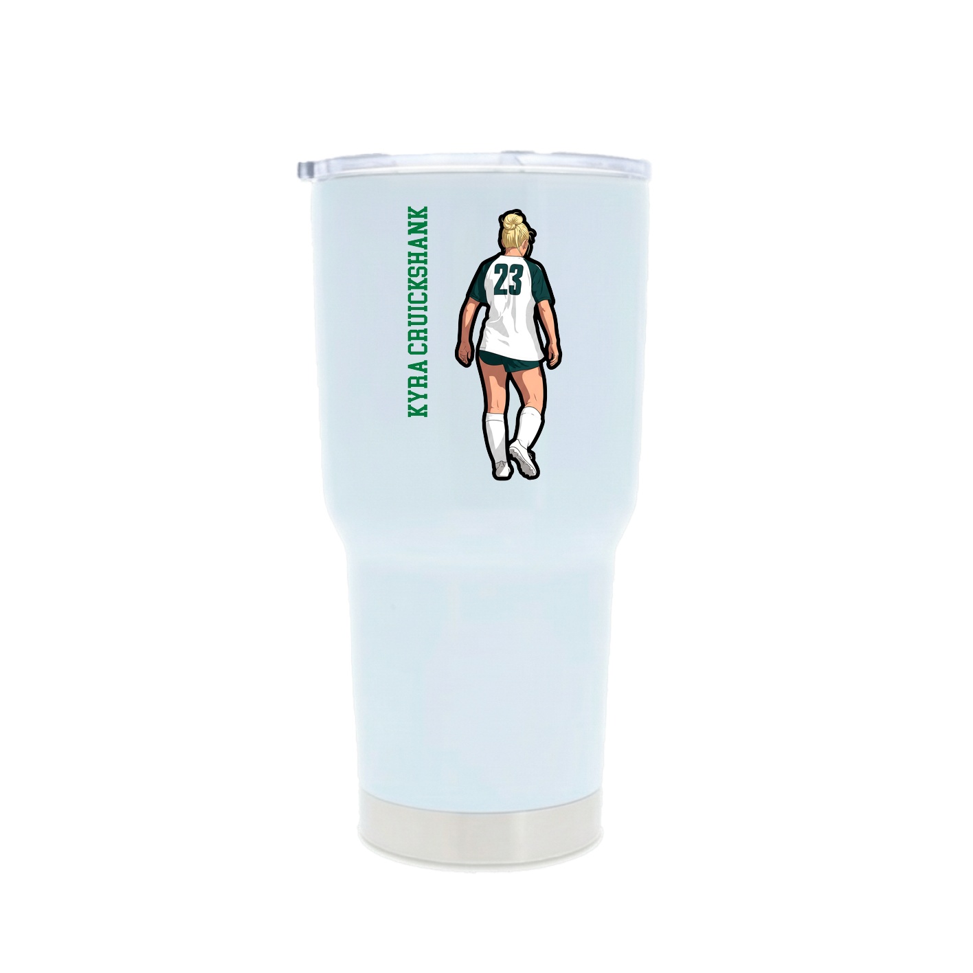 30oz Stainless Steel Tumbler — Name Vertical in White