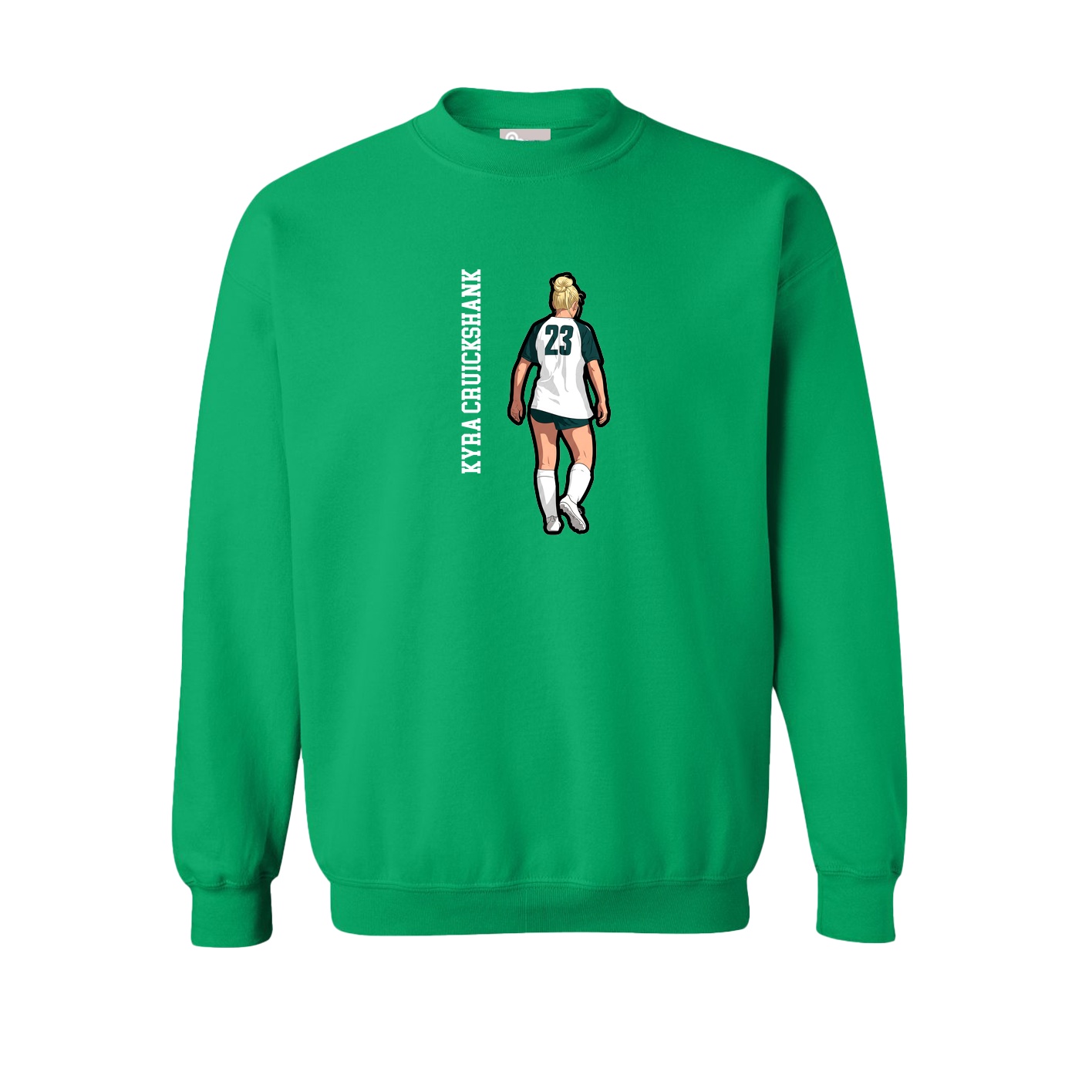 Fleece Crew — Name Vertical in Green