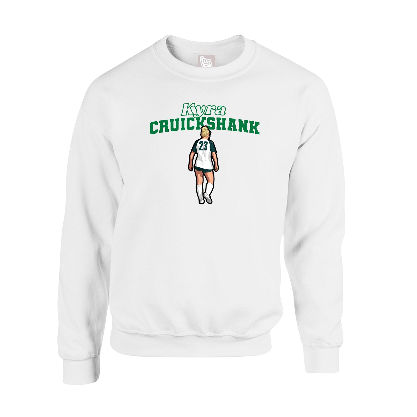 Fleece Crew — Name Arch in White