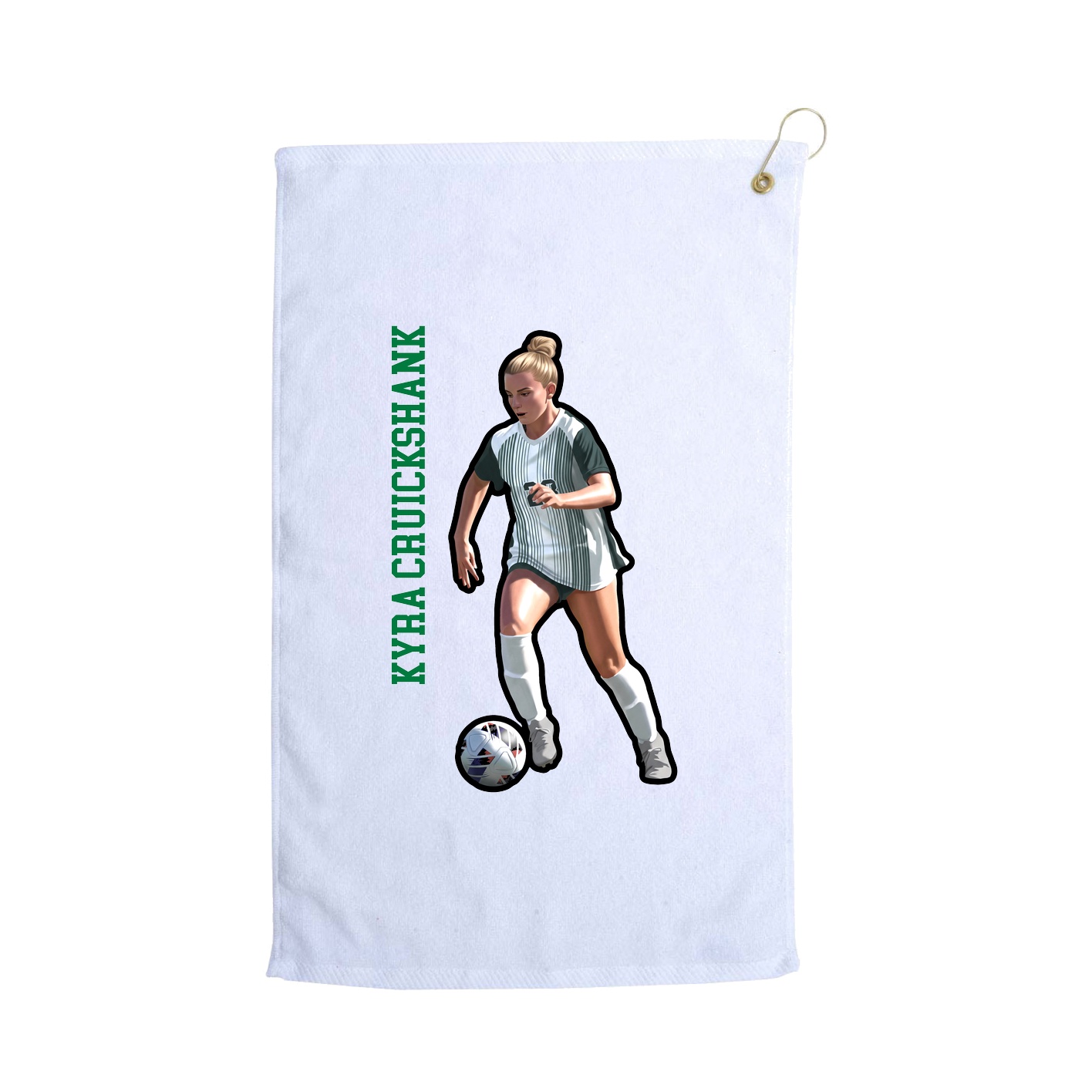 Golf Towel — Name Vertical in White