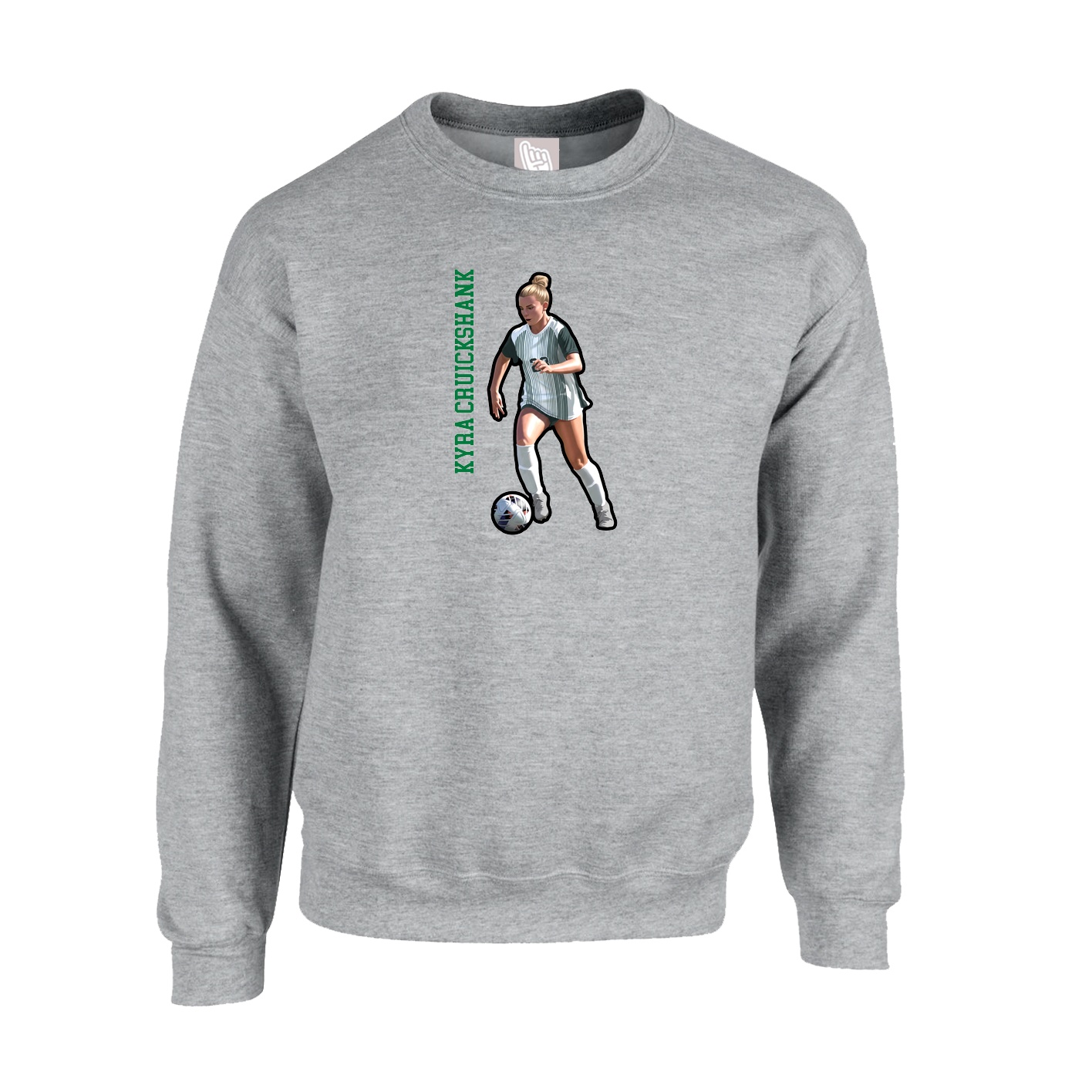 Fleece Crew — Name Vertical in Grey