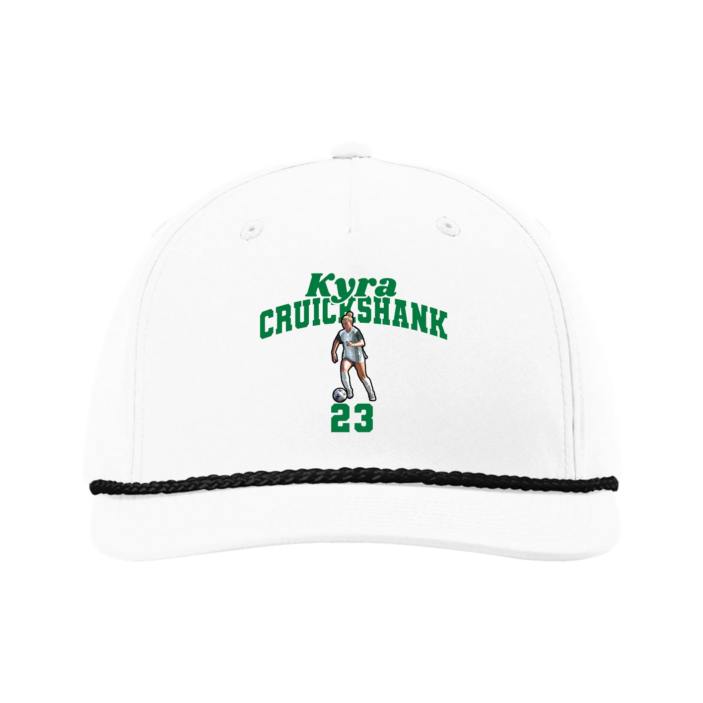 Five-Panel Classic Rope Cap — Signature Arch in White