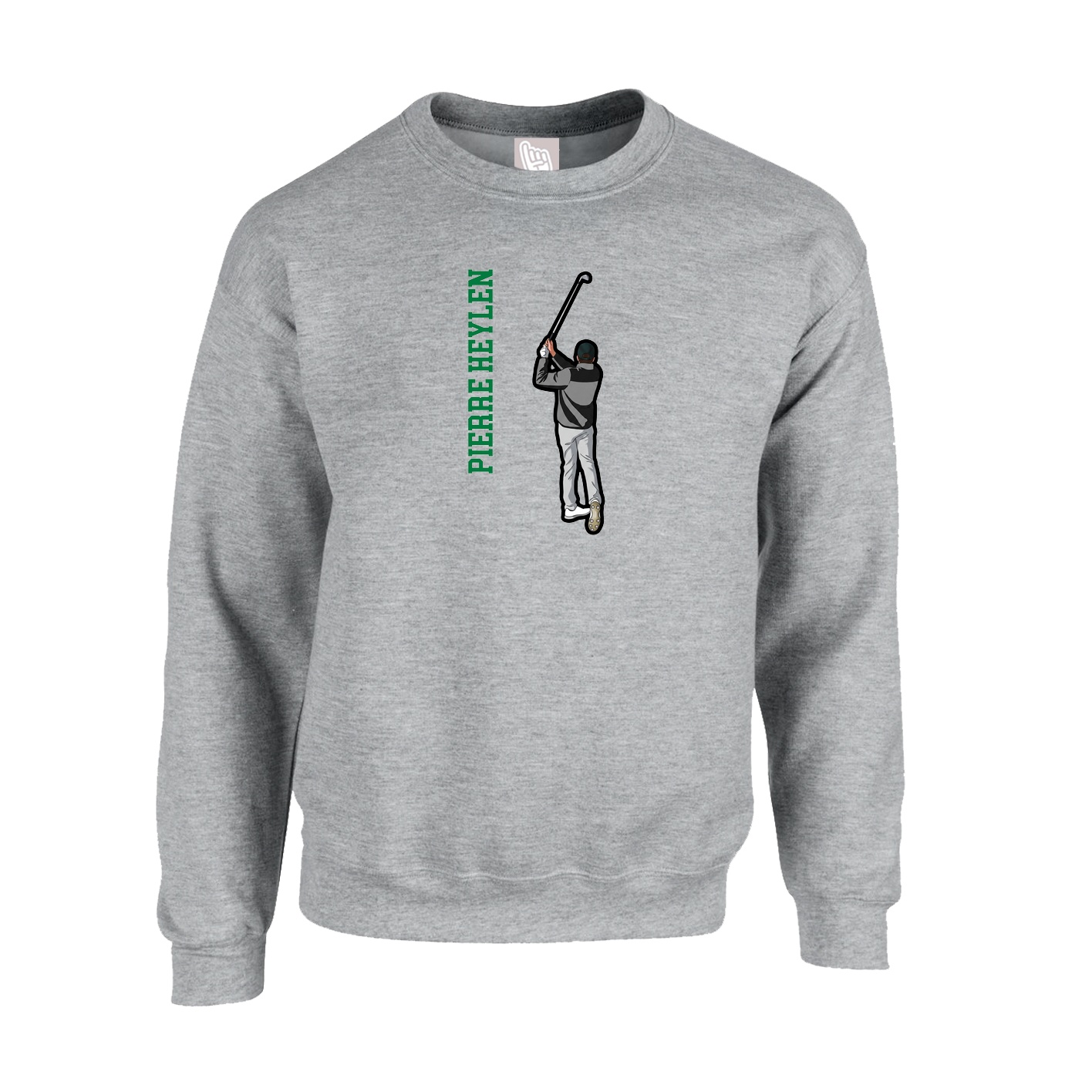 Fleece Crew — Name Vertical in Grey
