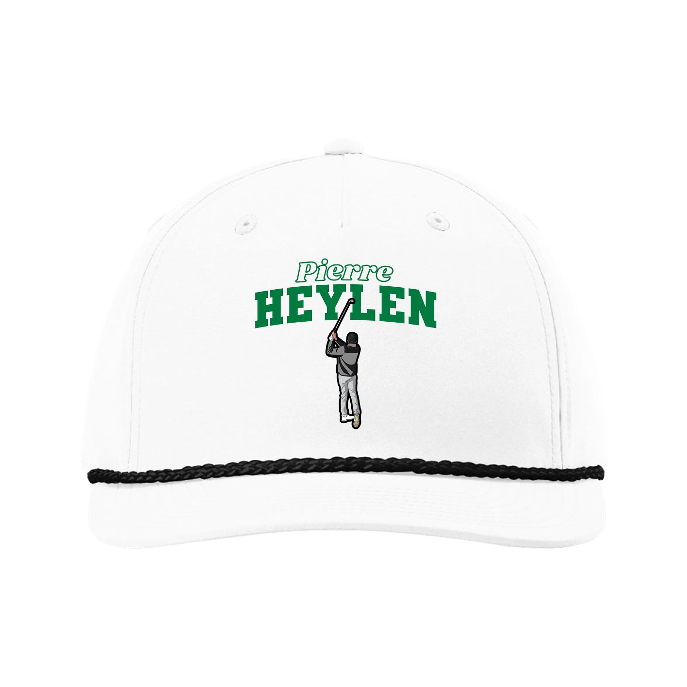 Five-Panel Classic Rope Cap — Name Arch in White