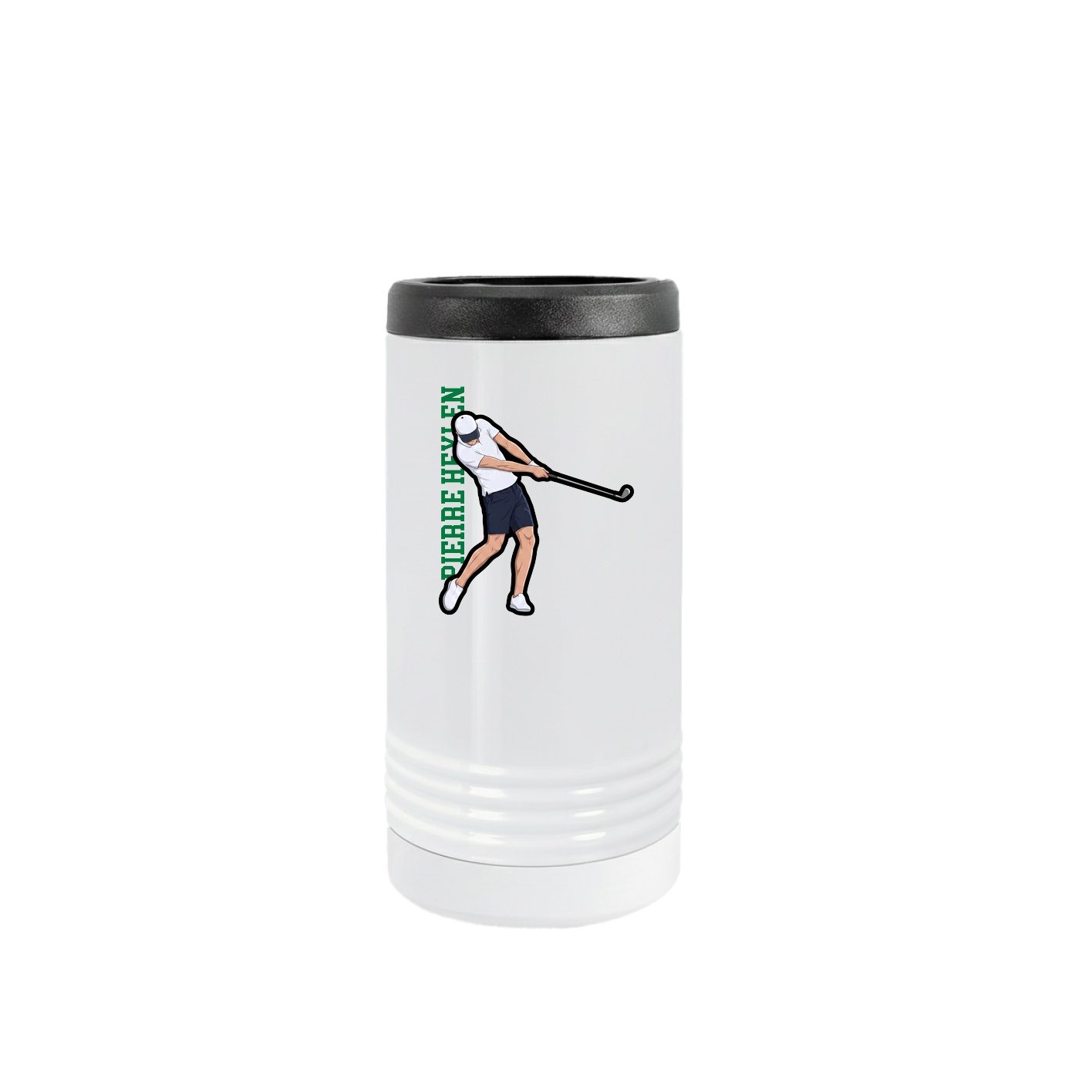 Slim Beverage Holder — Name Vertical in White