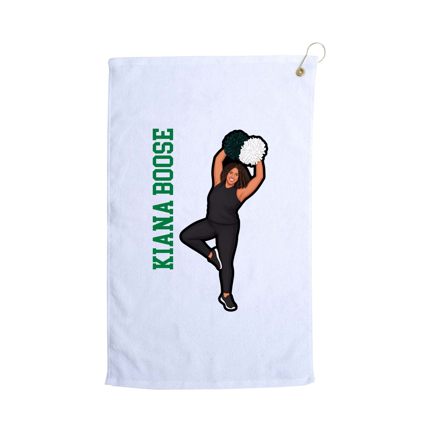 Golf Towel — Name Vertical in White