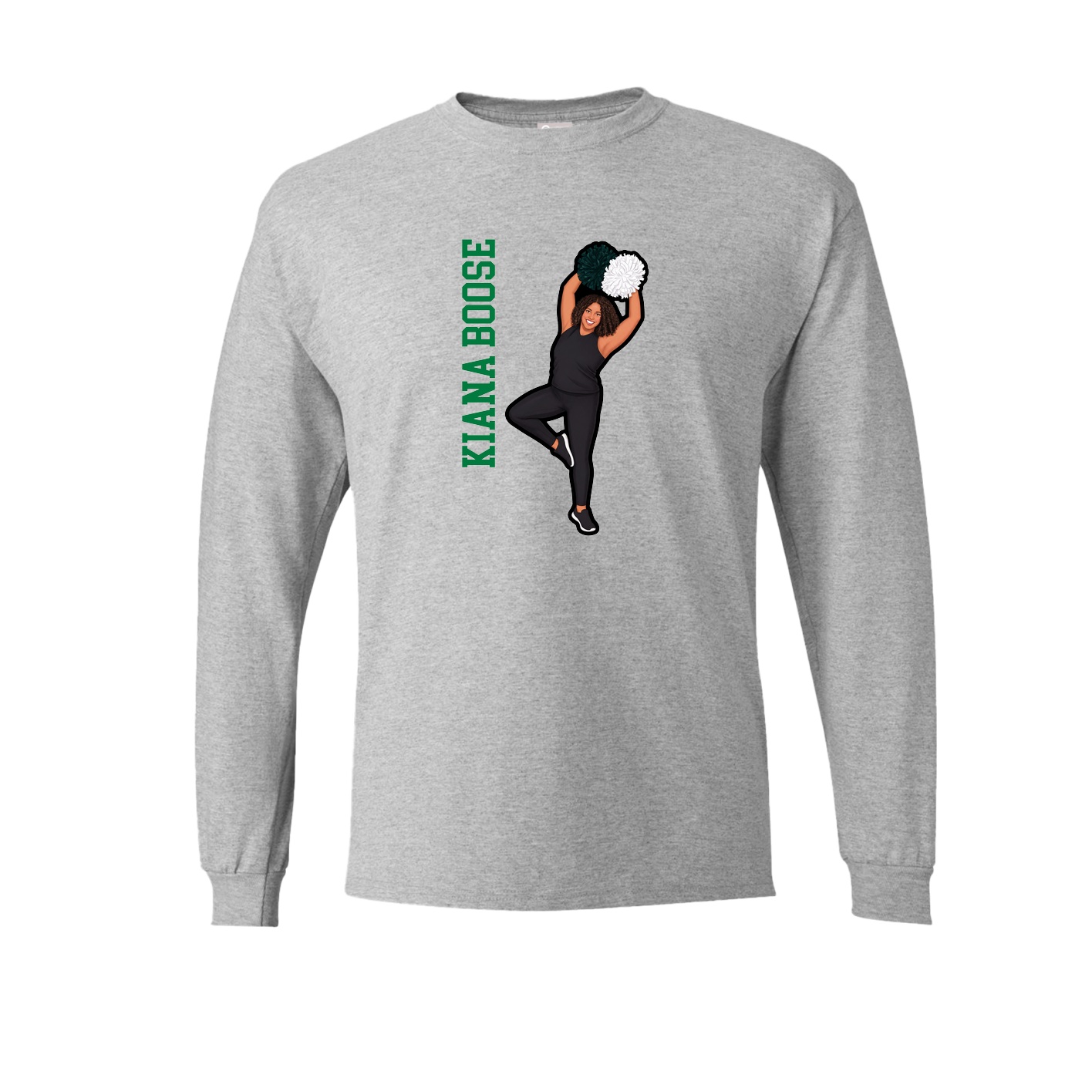 Long Sleeve Tee — Name Vertical in Grey