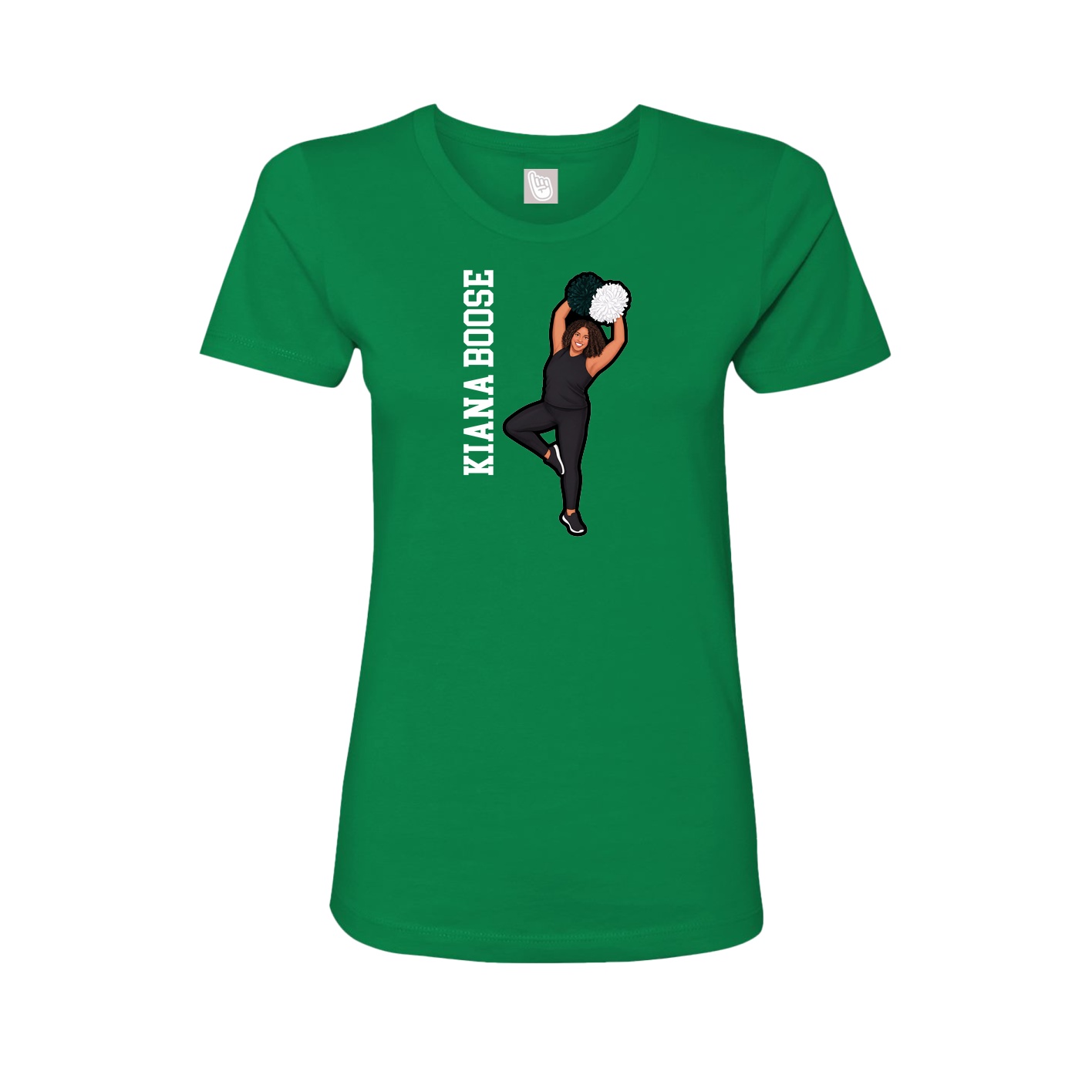 Fitted Women's Tee — Name Vertical in Green