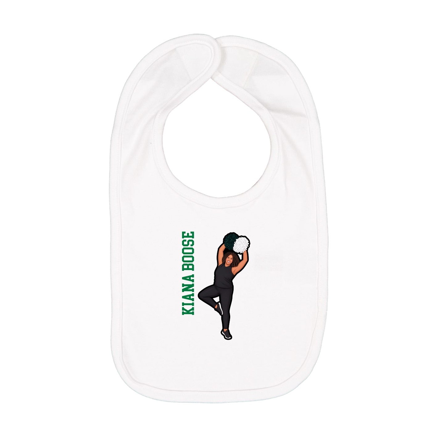 Infant Bib — Name Vertical in White