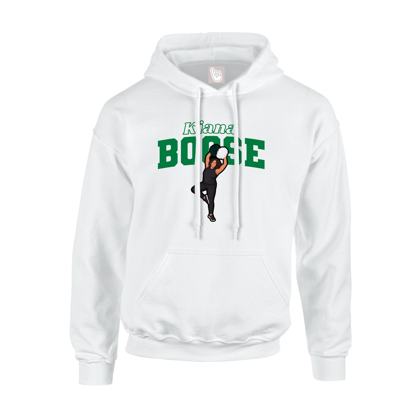 Youth Hoodie — Name Arch in White