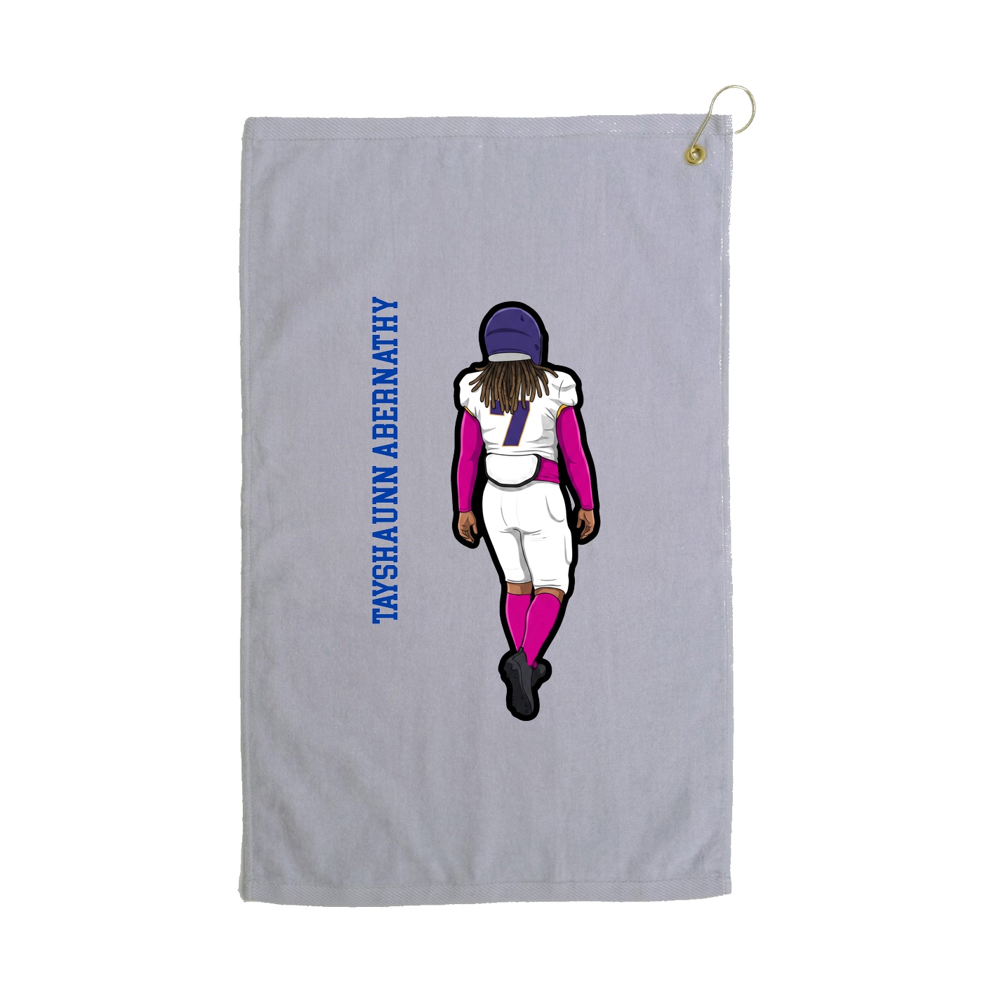 Golf Towel — Name Vertical in Grey