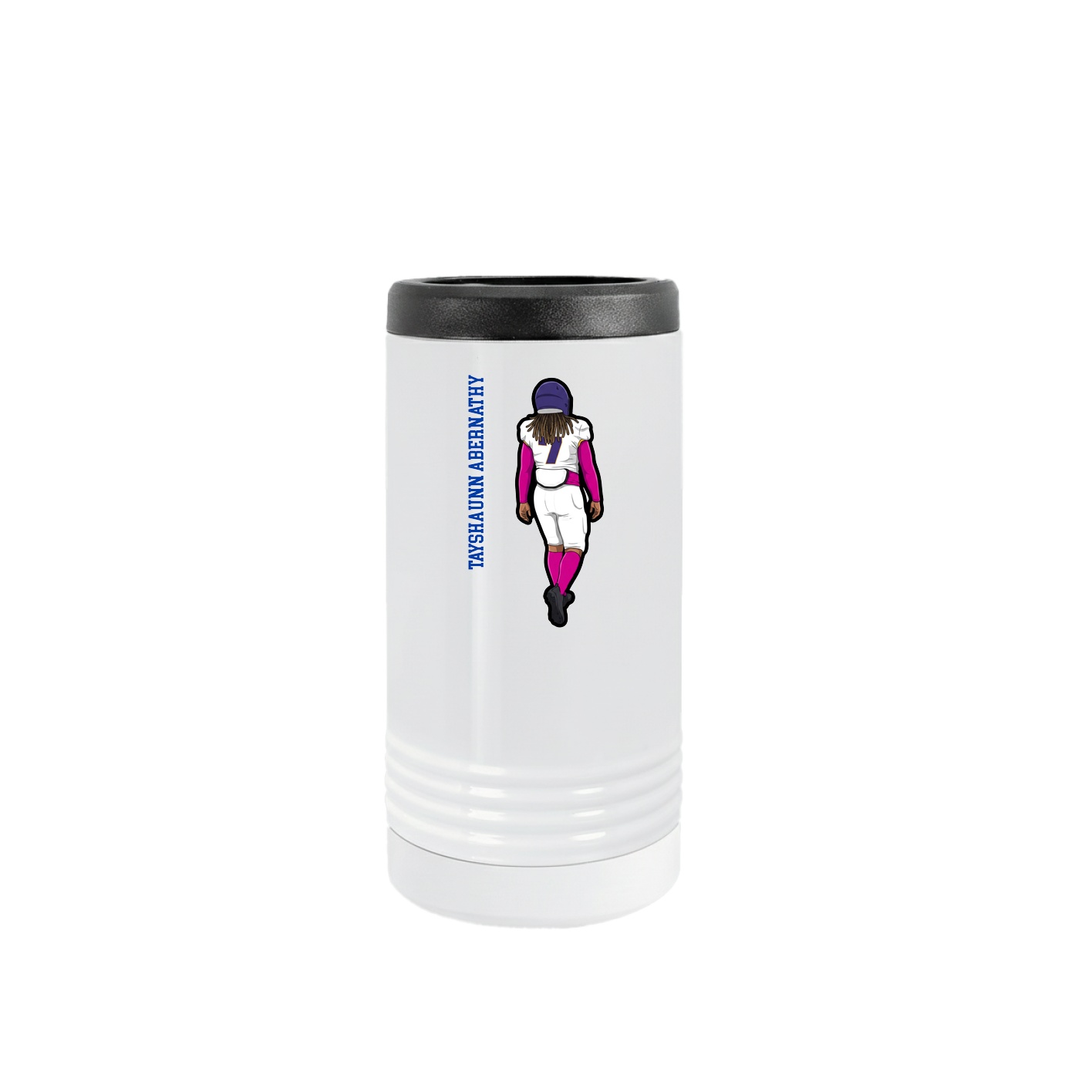 Slim Beverage Holder — Name Vertical in White