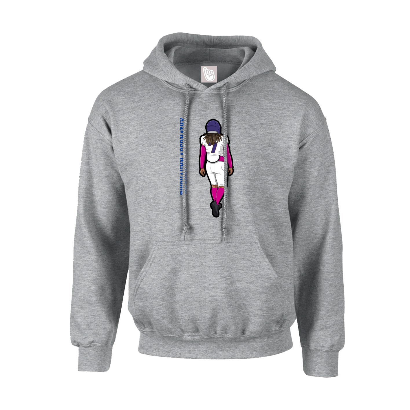 Youth Hoodie — Name Vertical in Grey