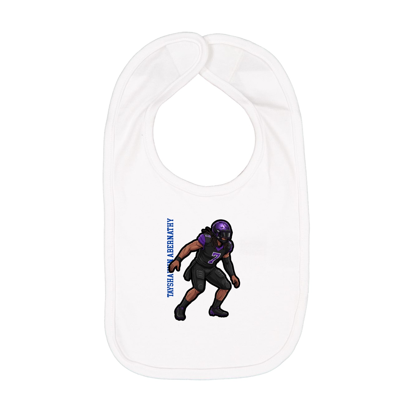 Infant Bib — Name Vertical in White