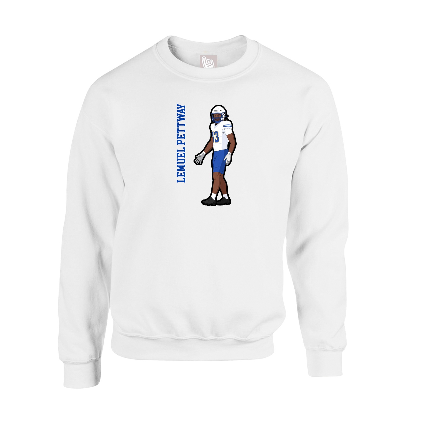 Fleece Crew — Name Vertical in White