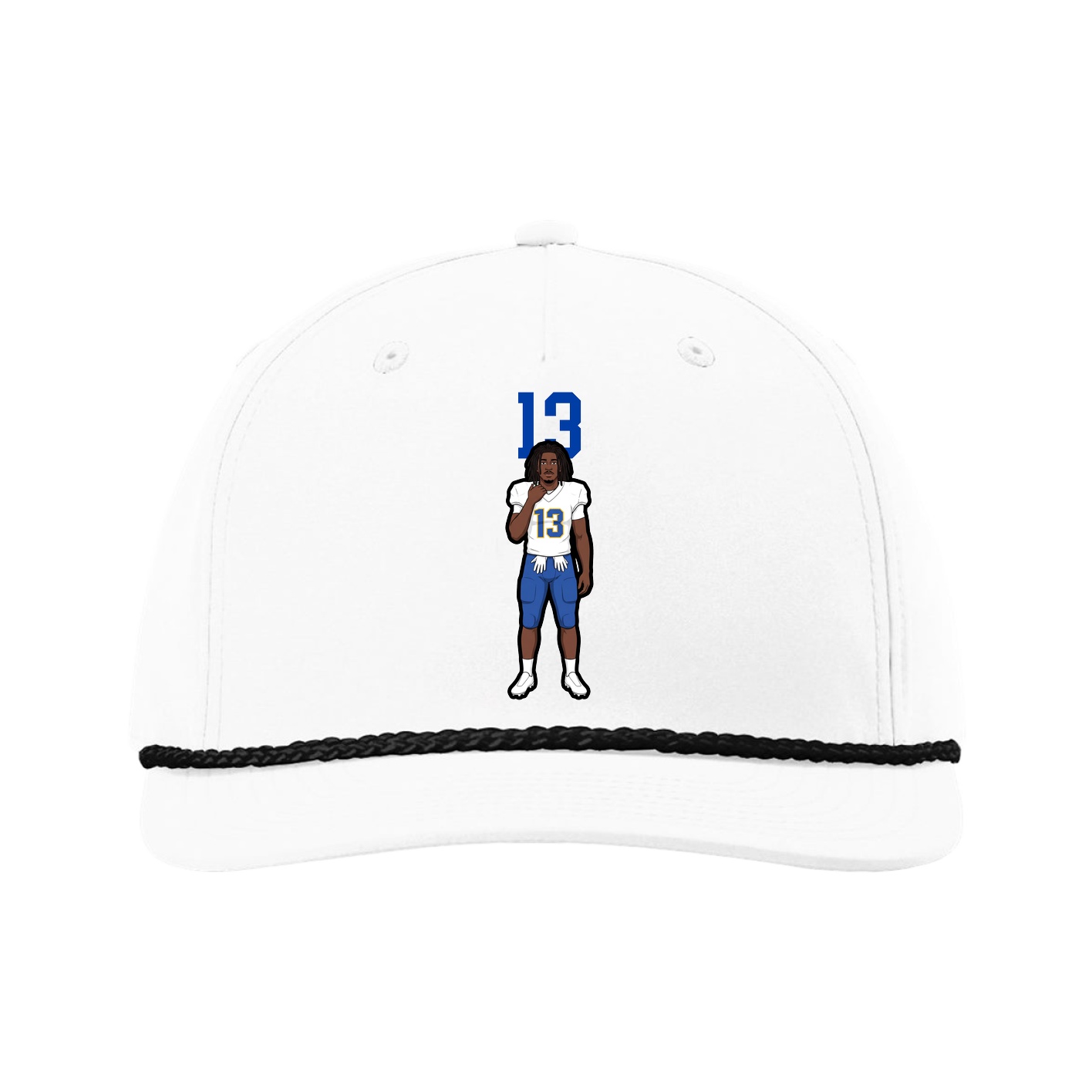 Five-Panel Classic Rope Cap — Number Top in White