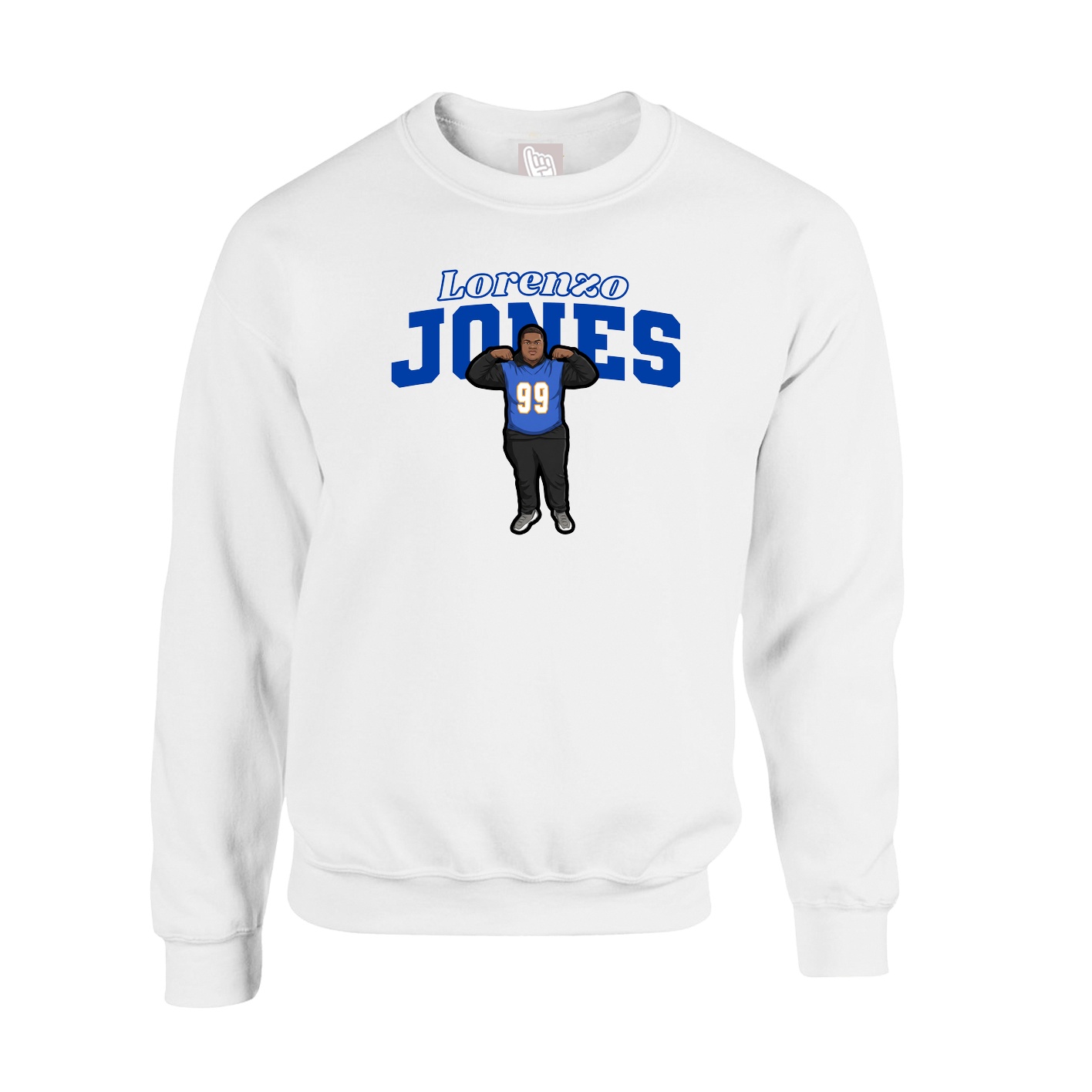 Fleece Crew — Name Arch in White