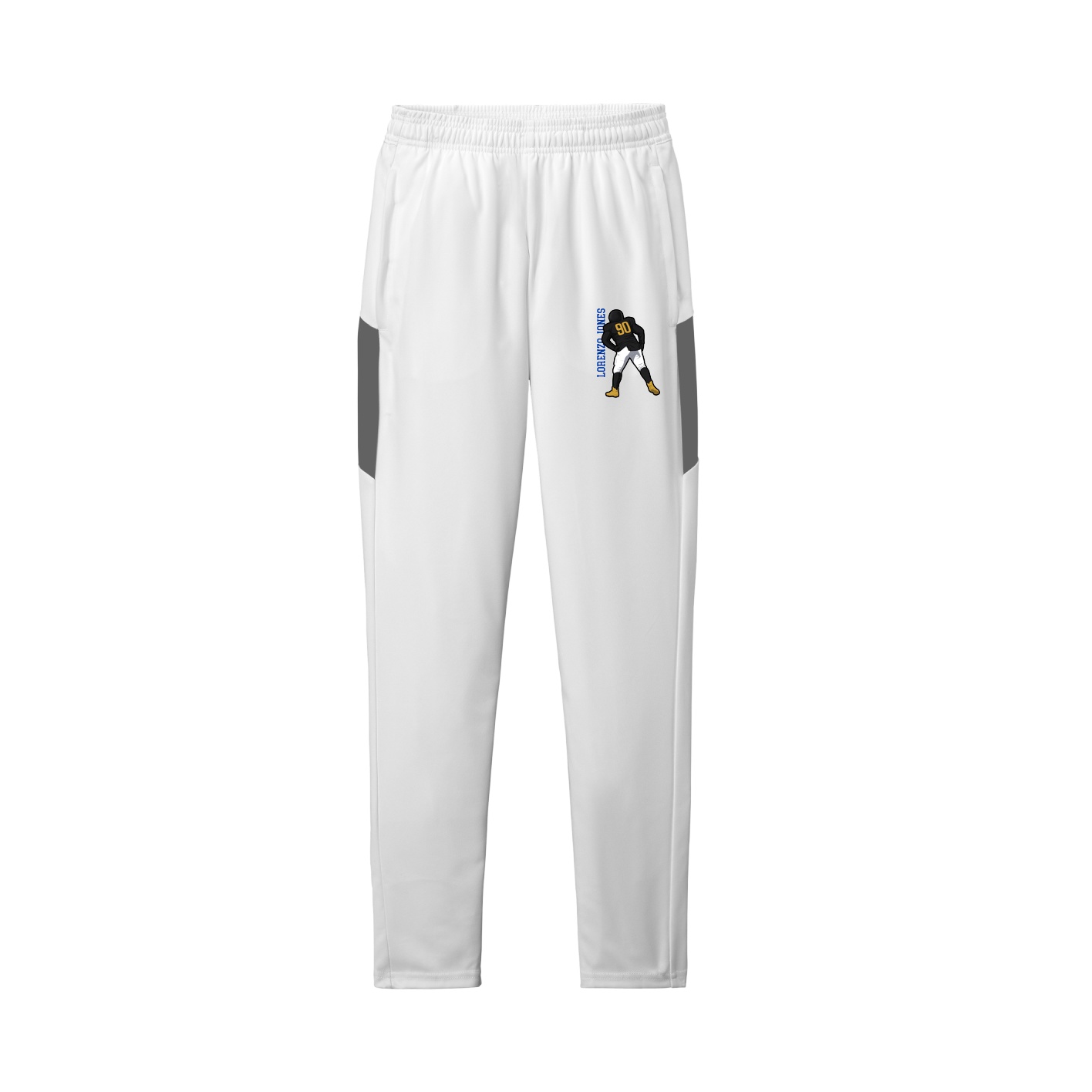 Team Travel Pant — Name Vertical in White/Grey