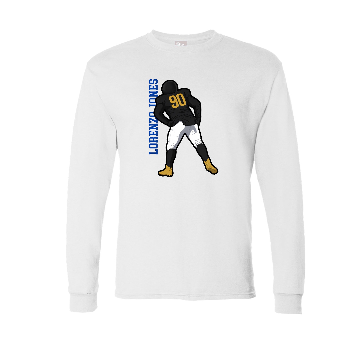 Long Sleeve Tee — Name Vertical in White