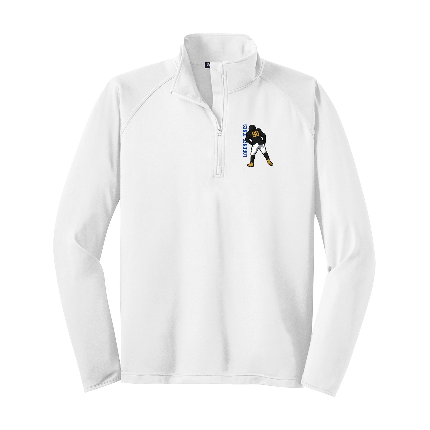Q-Zip Pullover — Name Vertical in White