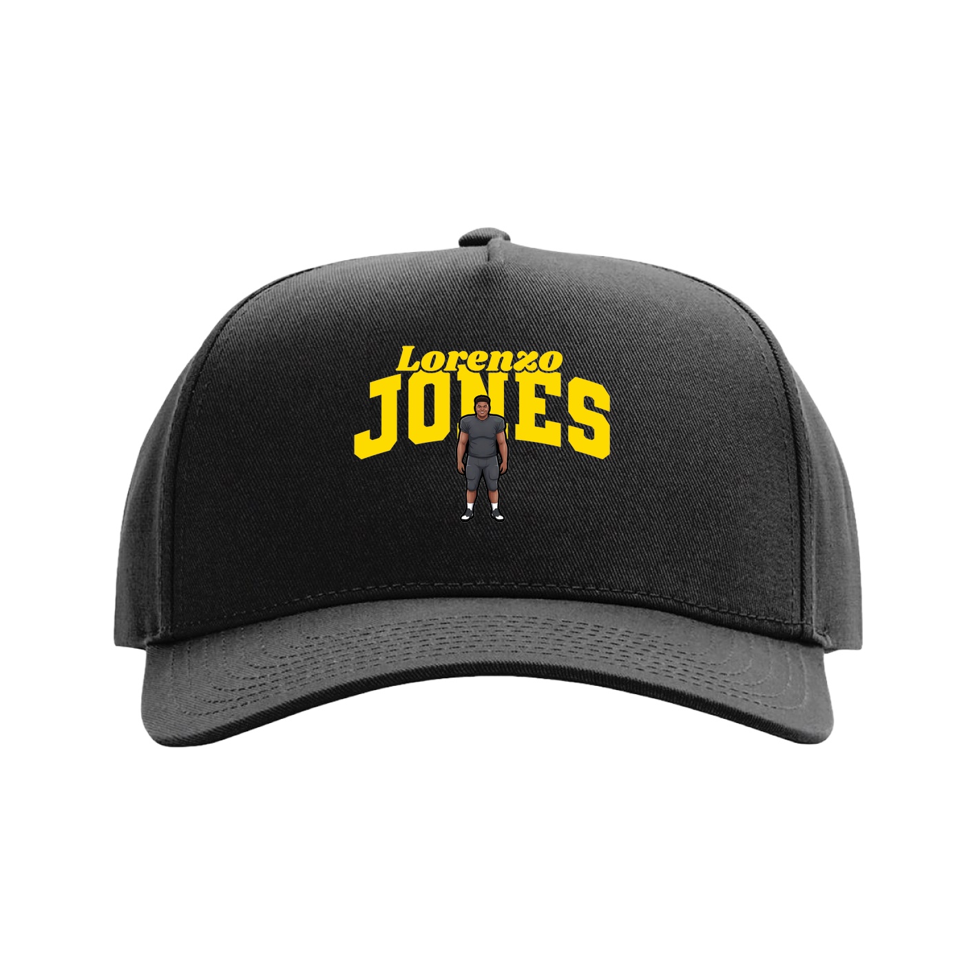 Full Fabric Five-Panel Champ Cap — Signature Arch in Black