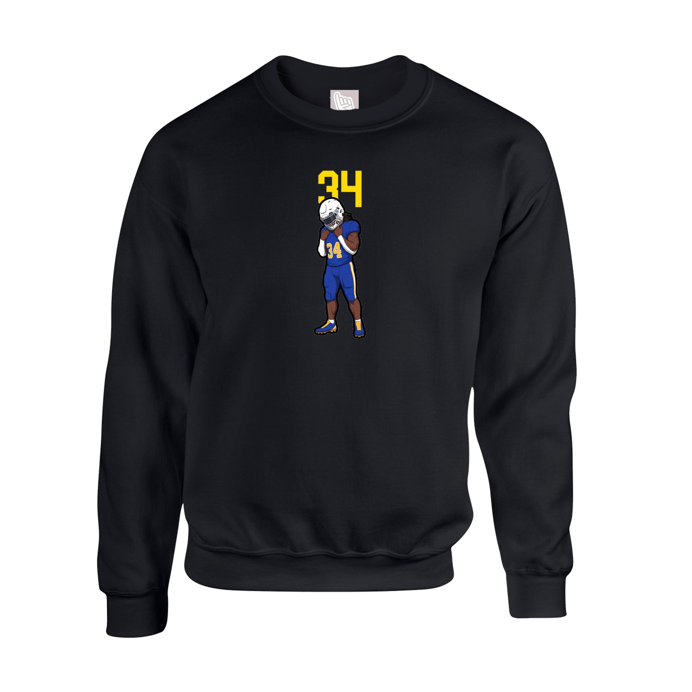 Fleece Crew — Number Top in Black