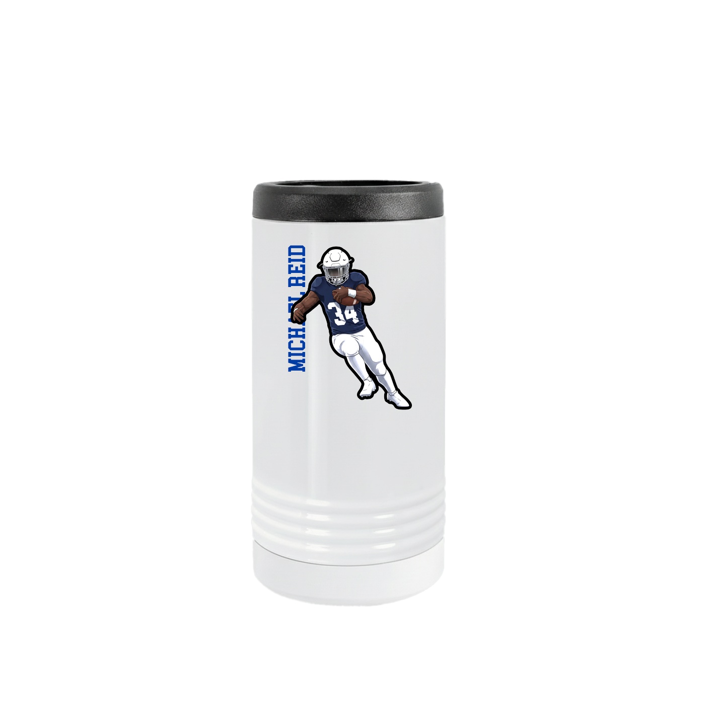 Slim Beverage Holder — Name Vertical in White