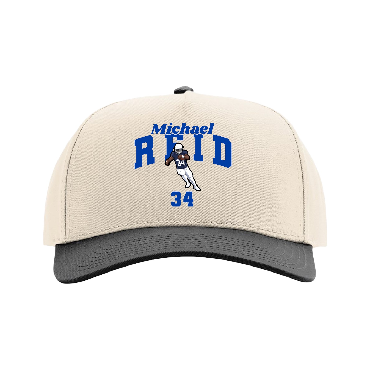 Full Fabric Five-Panel Champ Cap — Signature Arch in Cream/Black