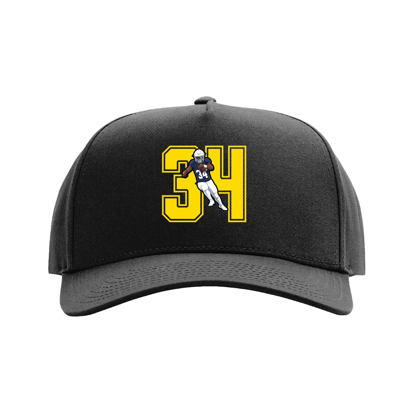 Full Fabric Five-Panel Champ Cap — Number in Black