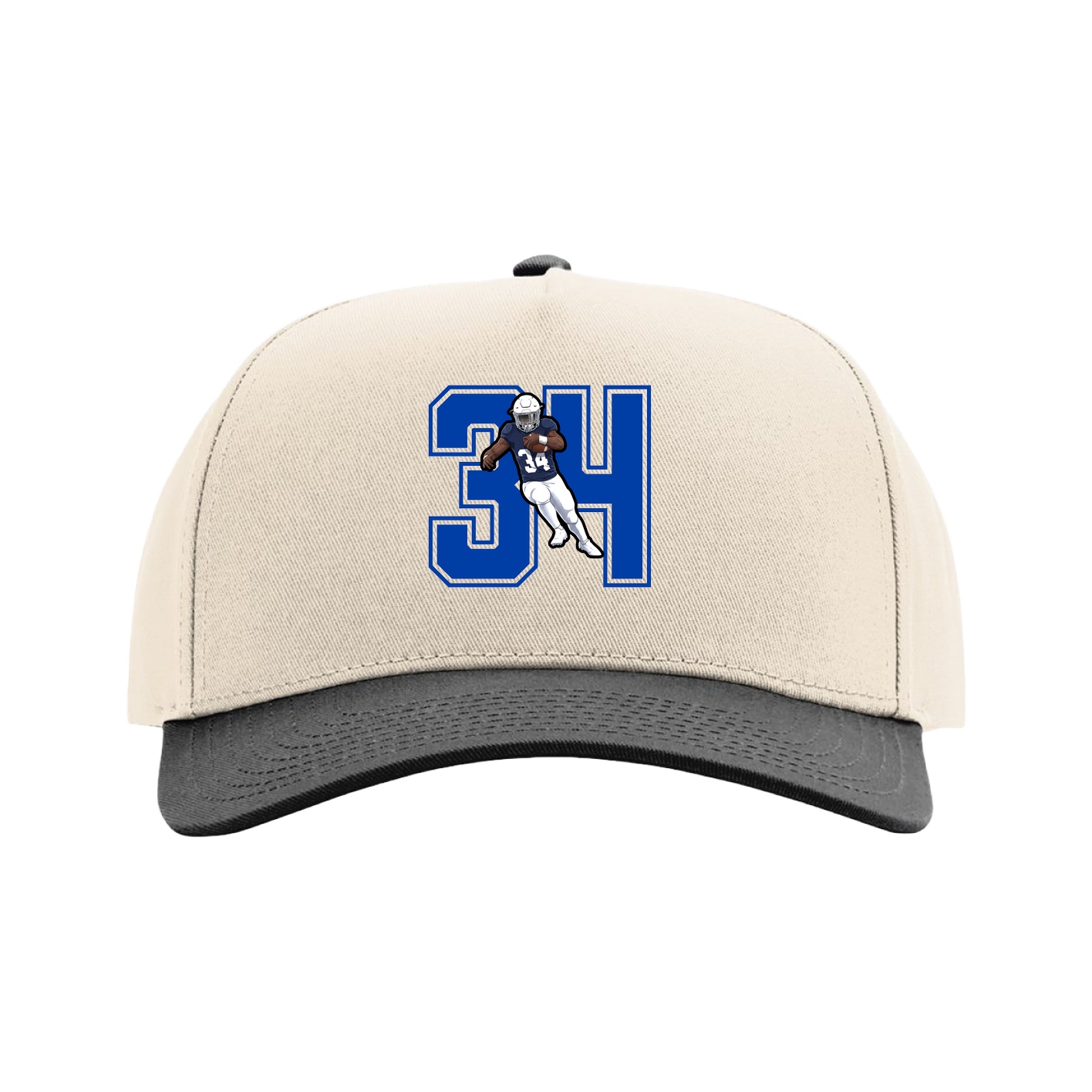Full Fabric Five-Panel Champ Cap — Number in Cream/Black