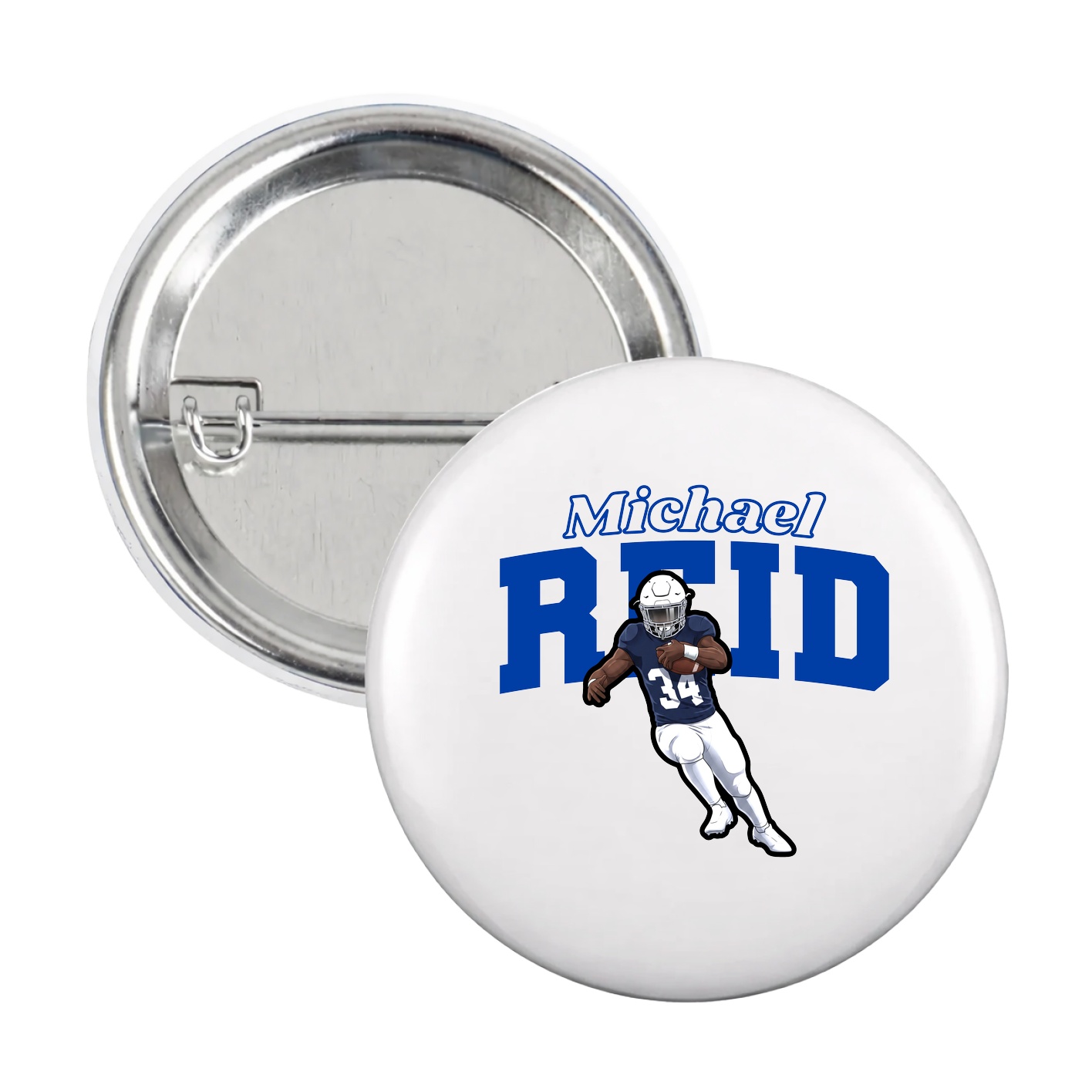 Game Day Button — Name Arch in White