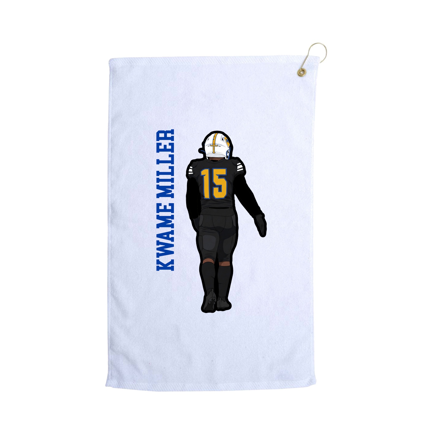 Golf Towel — Name Vertical in White
