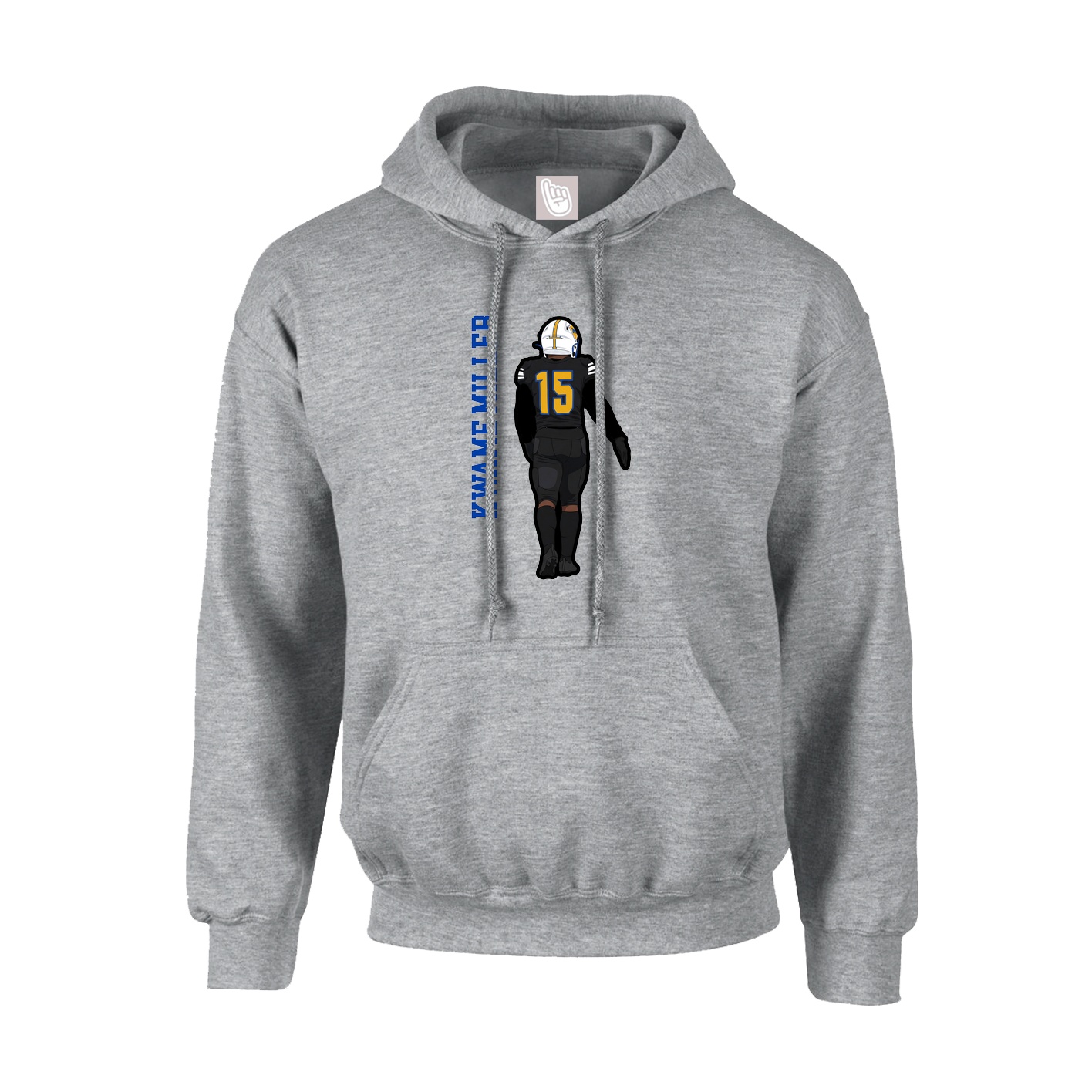 Youth Hoodie — Name Vertical in Grey