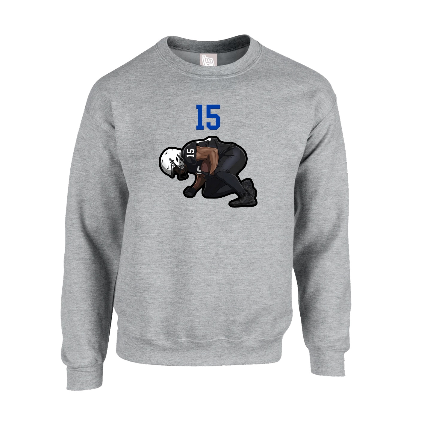Fleece Crew — Number Top in Grey