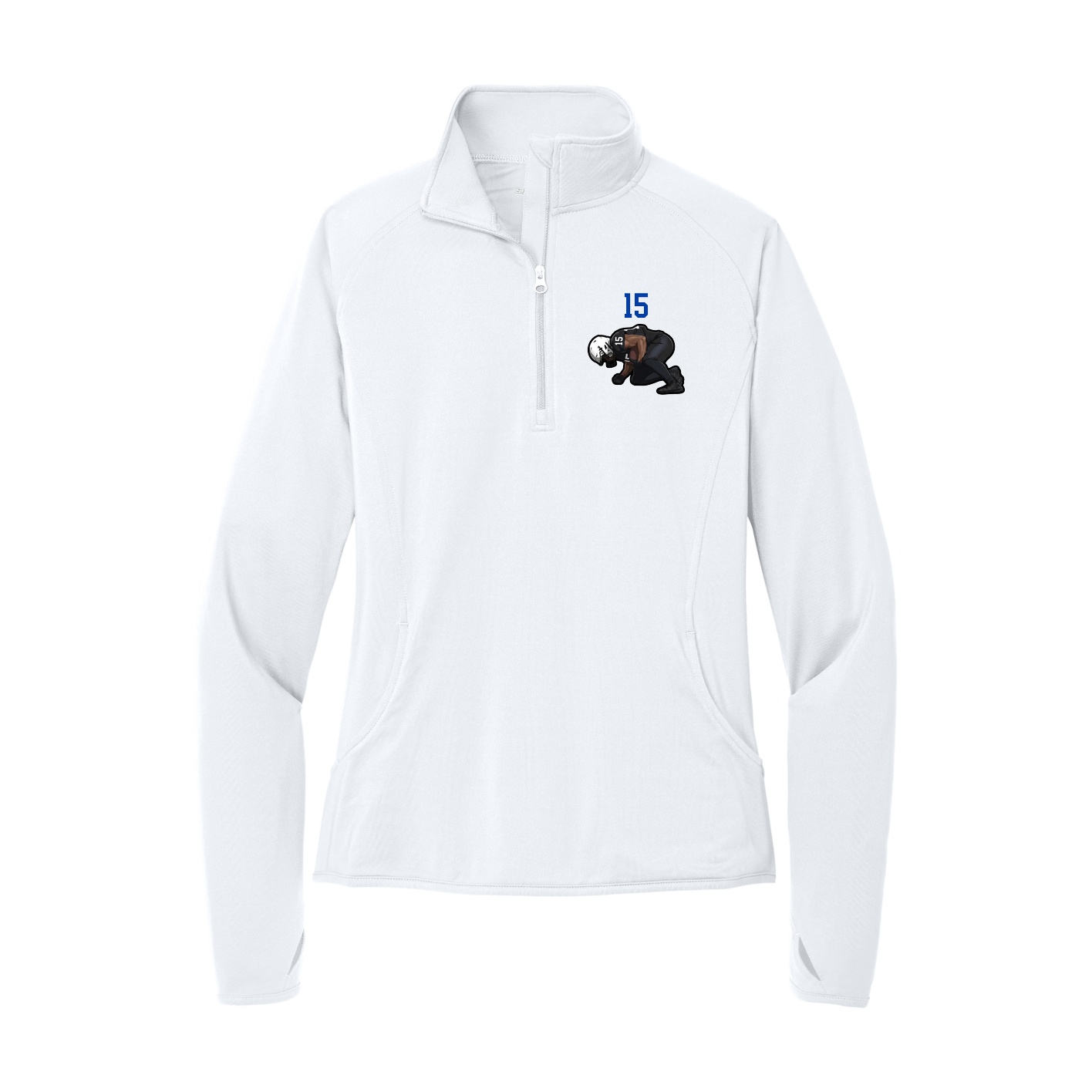 Women's Q-Zip Pullover — Number Top in White