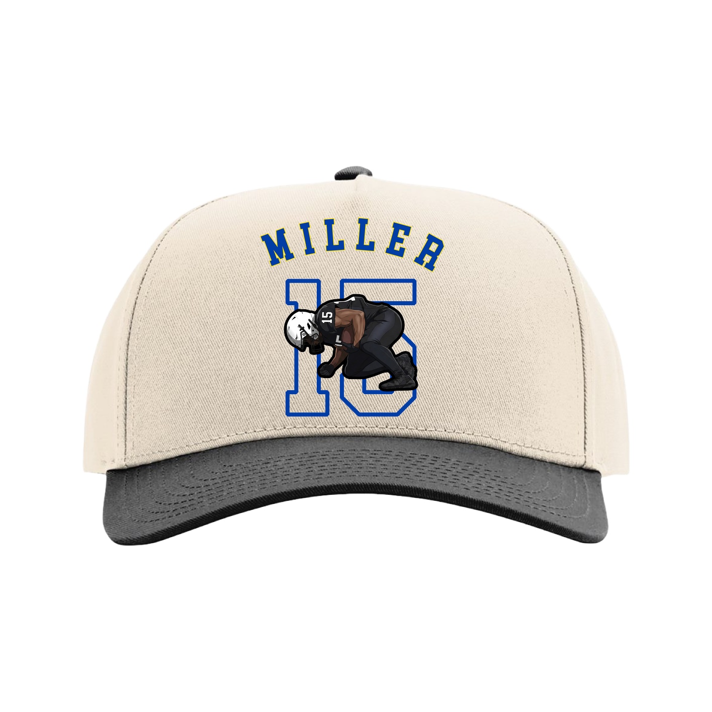 Full Fabric Five-Panel Champ Cap — Shirsey Arch in Cream/Black