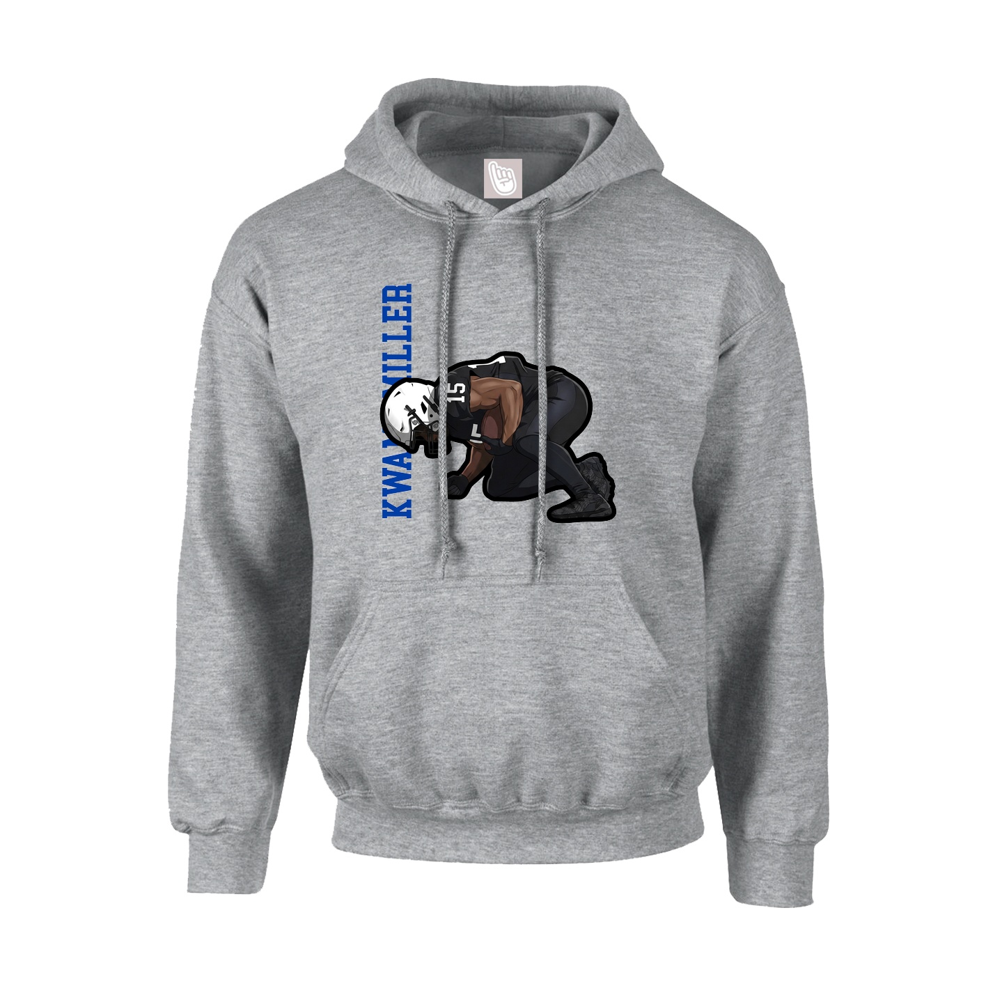 Youth Hoodie — Name Vertical in Grey