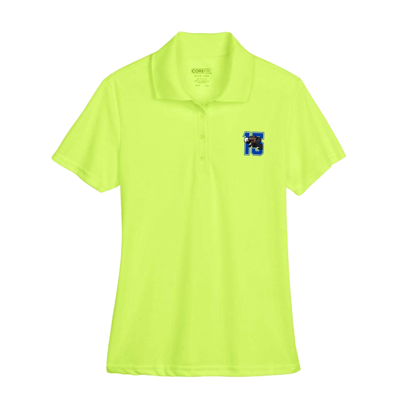 Womens Performance Polo — Number in Yellow