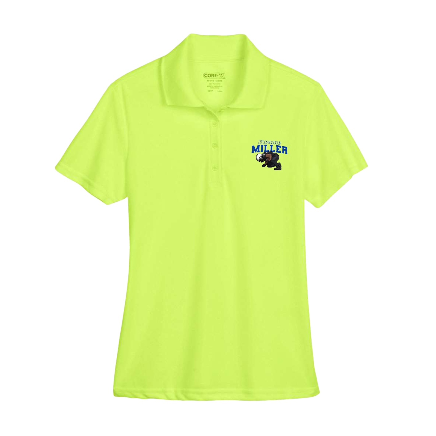 Womens Performance Polo — Name Arch in Yellow